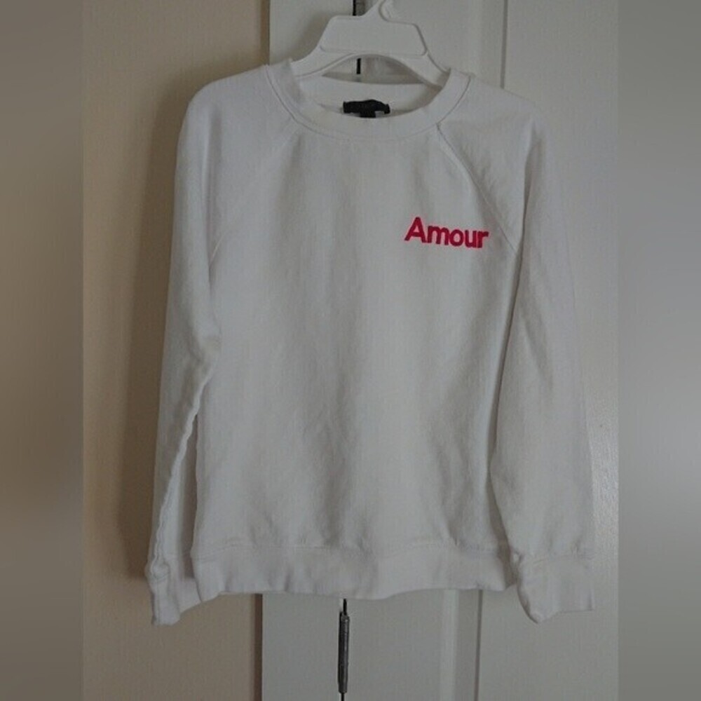 J. CREW Amour Pullover white Sweatshirt Crewneck Classic fit size XS